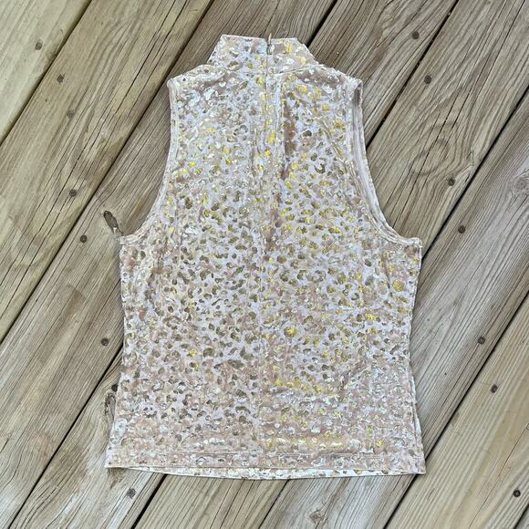 525 America Gold Velour Animal Print Sleeveless Top Size M - Picture 2 of 8